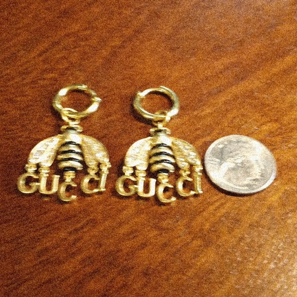 Authentic Gucci Gold Crystal Bee Dangling Earrings - Picture 2 of 5